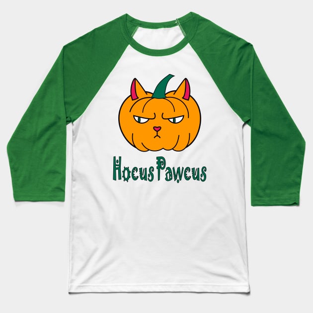 Hocus pawcus Halloween pumpkin cat magic typography Baseball T-Shirt by Cute-Design